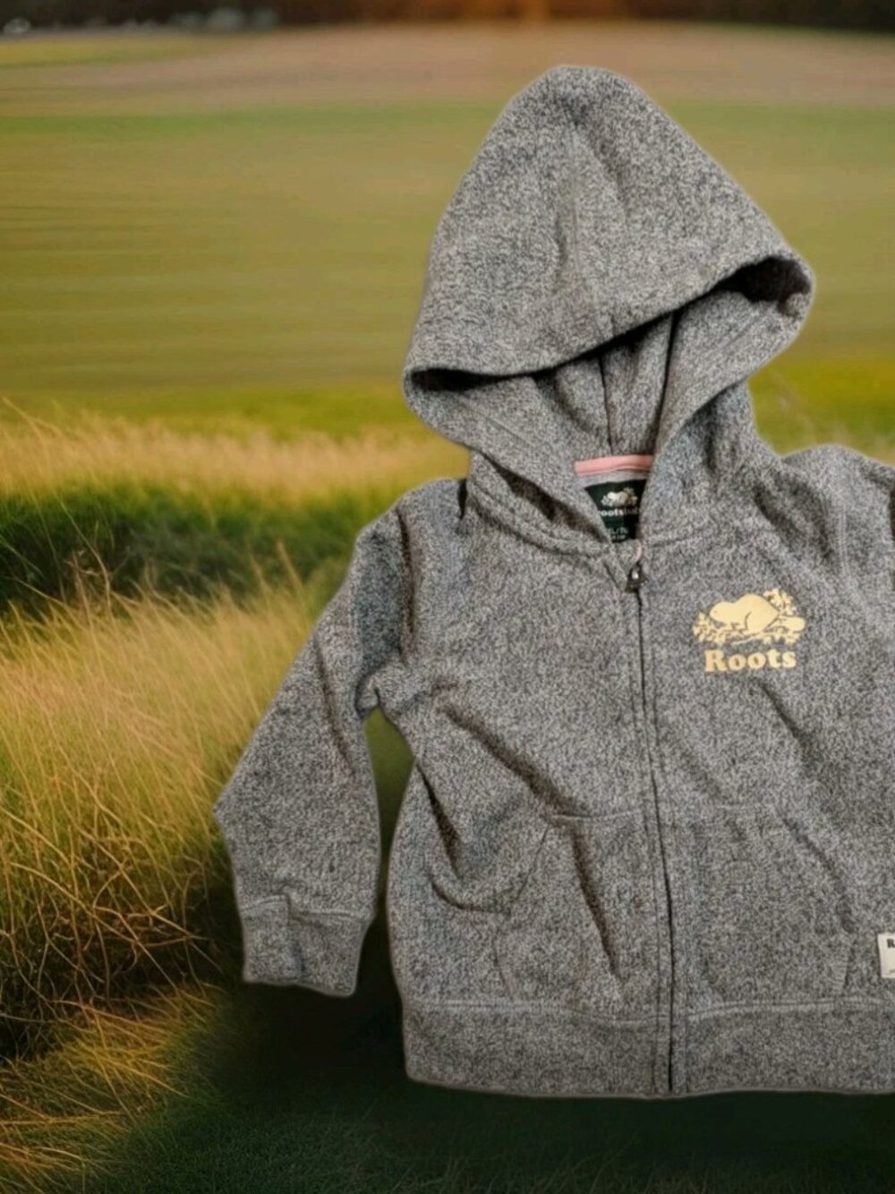 Roots Baby Salt and Pepper Zip Up Hoodie Grey Marl Beaver Logo 18-24 Mo. XL